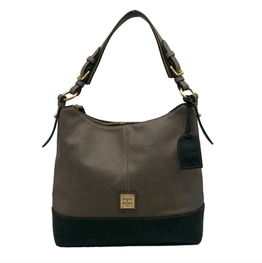 Dooney & Bourke Two-Tone Gray & Black Leather Hobo Bag